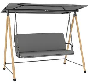 Outsunny Balansoar de Grădină cu 3 Locuri, cu Copertină Reglabilă Impermeabilă și Pernă Detașabilă, Capacitate Maximă 360 kg, 208 x 125 x 180 cm, Gri | Aosom Romania