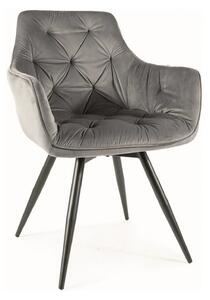 Scaun MANGO, gri/negru, stofa catifelata/metal, 57x45x83 cm