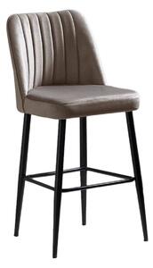 Set 2 scaune bar VENTO, cappuccino/negru, stofa catifelata/metal, 49x4