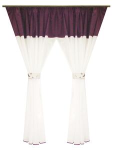 Perdea Velaria in alb cu milas mov, 350x155 cm