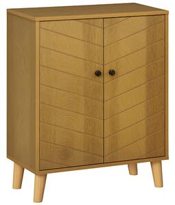 HOMCOM Dulap Vintage cu Uși Chevron Duble și Picioare din Lemn de Pin, Efect de Lemn Natural, Design Retro | Aosom Romania