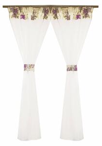 Perdea Velaria in ivoire cu flori, 230x165 cm
