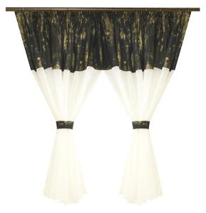 Perdea Velaria ivoire cu suet negru patina aurie, 420x145 cm