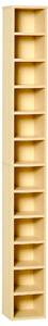 HOMCOM Dulap Biblioteca Suport CD-uri cu 12 Rafturi pentru 204 CD-uri, Raft Biblioteca din MDF si PAL, 21x20x175 cm, Lemn natural