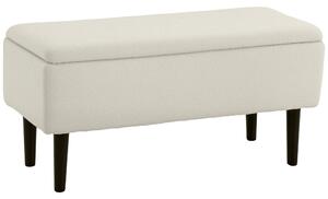 HOMCOM Scaun Modern cu Spațiu de Depozitare și Picioare din Lemn, Scaun Tapițat pentru Living sau Dormitor, 95x38x45 cm, Bej | Aosom Romania