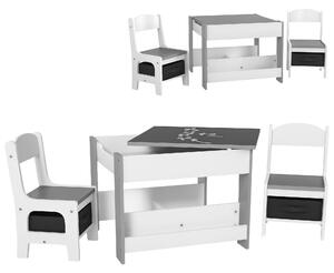 HOMCOM Set de Masă și Scaun pentru Copii, Set de Birou și Scaun pentru Copii 2-în-1 cu Tablă și Rafturi pentru Cărți, 61.5x61.5x48 cm, Gri | Aosom Romania