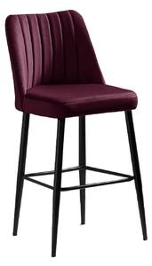 Set 2 scaune bar VENTO, rosu/negru, stofa catifelata/metal, 49x45x99 c