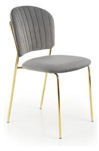 Scaun tapitat K499, gri/auriu, stofa catifelata, 47x56x85 cm