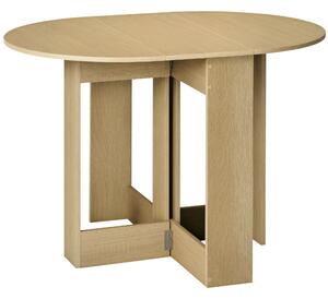 HOMCOM Masă Pliantă cu 2 Extensii Rabatabile, Masă Extensibilă cu Spațiu de Economisire, 104x76x73,7 cm, Lemn Natural | Aosom Romania