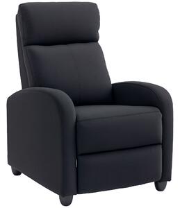HOMCOM Fotoliu Rabatabil Manual cu Suport pentru Picioare cu Țesătură Efect de In și Oțel, 69x88x101 cm, Negru | Aosom Romania