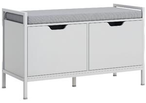 HOMCOM Banchetă Dulap pentru Pantofi cu 2 Compartimente și Pernă, Dulap Pantofi pentru Hol, 84x35x50 cm, Alb | Aosom Romania