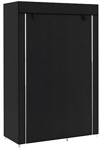 HOMCOM Dulap Portabil din Material, Dulap cu 6 Rafturi Deschise, 1 Bară și Ușă cu Fermoar, 103x43x162,5 cm, Negru | Aosom Romania