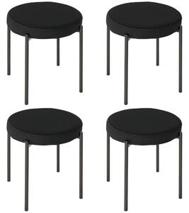 HOMCOM Set 4 Scaune Joase și Rotunde cu Suprafață de Șezut Suprapozabilă din Metal și Țesătură, 41,5x41,5x46 cm, Negru | Aosom Romania