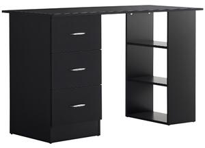 HOMCOM Birou de Calculator Modern, Masa de Lucru cu 3 Sertare și Raft pentru Depozitare, Design Elegant, Negru | Aosom Romania