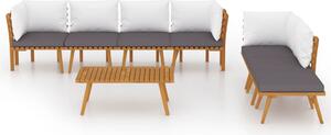 Set mobilier de grădină cu perne, 8 piese, lemn masiv acacia