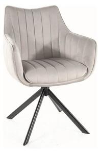 Scaun living rotativ AZALIA, gri deschis/negru, stofa catifelata/metal
