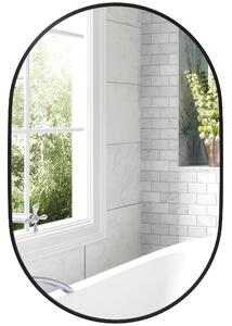 HOMCOM Oglindă pentru Baie cu Ramă din Aluminiu, 40x70 cm, Negru | Aosom Romania