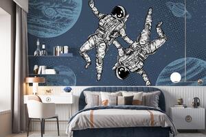 Fototapet Doi astronauți plutind în spațiu, Fototapet spațiu cosmic, Fototapet populare, w00630v1 - Tapeko.ro