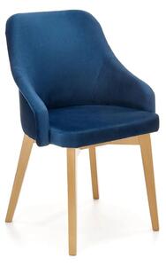 Scaun TOLEDO 2, albastru/stejar, stofa catifelata/lemn de fag 57x56x86