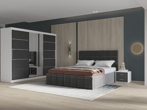 Set dormitor Royal 250, Gri cu Dulap Alb/Gri