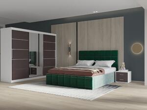 Set dormitor Royal 250, Verde cu Dulap Alb/Wenge