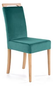 Scaun CLARION, verde/stejar, stofa catifelata/lemn, 42x58x97 cm