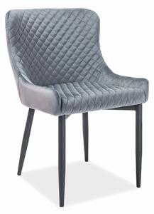 Scaun de dining COLIN B, gri/negru, stofa catifelata/metal, 52x45x82 c