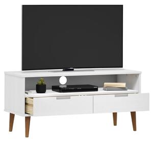 Dulap TV „MOLDE” alb, 106x40x49 cm, din lemn masiv de pin