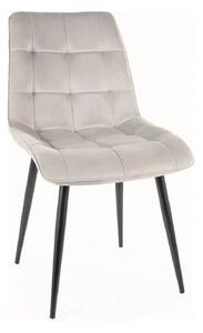 Scaun CHIC, gri deschis/negru, stofa catifelata/metal, 50x58x88 cm