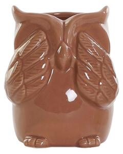 Vaza Owl din portelan maro 12 cm
