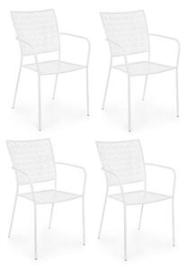 Set 4 scaune de gradina / terasa din metal Jodie Alb, l57xA55xH89 cm