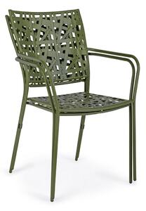 Set 4 scaune de gradina / terasa din metal Kelsie Verde Inchis, l54xA55xH89 cm