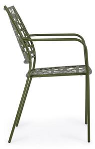 Set 4 scaune de gradina / terasa din metal Kelsie Verde Inchis, l54xA55xH89 cm