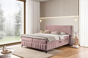 Pat boxspring Wasil 180x200 cu spațiu de depozitare - catifea roz hidrofobă Element 18