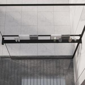Raft de duș pentru perete cabină de duș negru, 118 cm, aluminiu