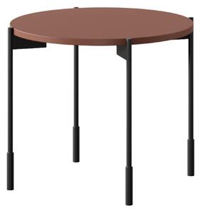 Măsuță de cafea rotundă Sonatia 60 cm cu picioare metalice - burgundy