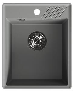 Laveo Hub, chiuvetă din granit cu 1 compartiment 394x485x204 mm, gri închis (Volcano), LAV-SPH_V10Y