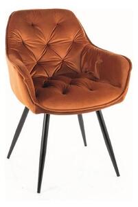 Scaun tapitat modern CHERRY, caramiziu/negru, stofa catifelata/metal