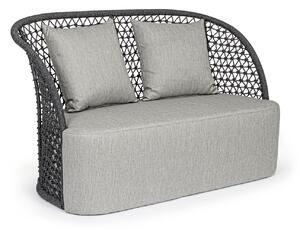 Canapea fixa pentru gradina / terasa, din aluminiu tapitata cu stofa, 2 locuri, Cuyen Gri / Antracit, l150xA81xH93 cm