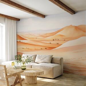 Tapet Dune în deșert, nisip acuarelă peisaj peisaj, albastru și portocaliu culoare, Fototapet Natură, w00892 : Uwalls.ro