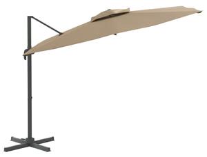 Umbrelă dublă în consolă, gri taupe, 300x300 cm