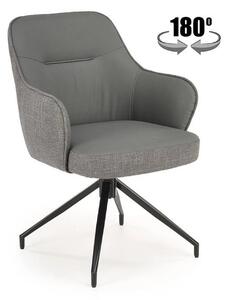 Scaun rotativ K527, gri/negru, stofa clasica/piele ecologica/metal, 60