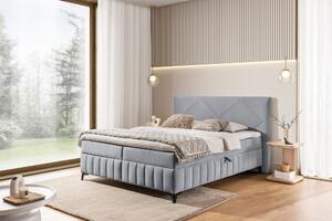 Pat boxspring Wasil 180x200 cu spațiu de depozitare - catifea cenușie hidrofobă Element 24
