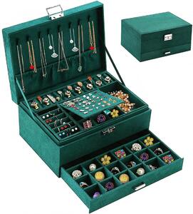 Cutie de bijuterii cu sistem închidere cu cheie, 21954 Verde