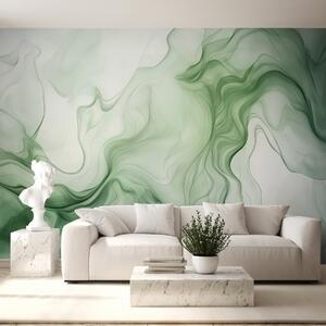 Tapet Valuri abstracte verzi pe un fundal deschis, Fototapet 3D, w01185 : Uwalls.ro