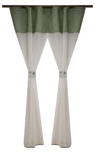 Perdea Velaria in alb cu banda verde, 155x165 cm