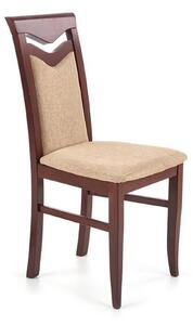 Scaun tapitat CITRONE, bej/nuc, stofa clasica/lemn, 44x43x96 cm