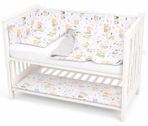 Lenjerie patut bebe co-sleeper lipit de patul parintilor 120x60 cm Kidizi Wiskers, include aparatori matlasate pe toate lateralele, perna cu husa detasabila, paturica si cearceaf cu elastic