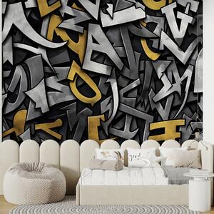 Tapet Graffiti litere majuscule în galben, Fototapet pentru camera unui adolescent, w01186 : Uwalls.ro