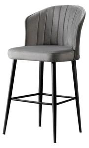 Set 2 scaune bar RUBI, gri/negru, stofa catifelata/metal, 52x42x97 cm